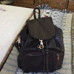 Dark brown leather backpack from Bloomingdales!